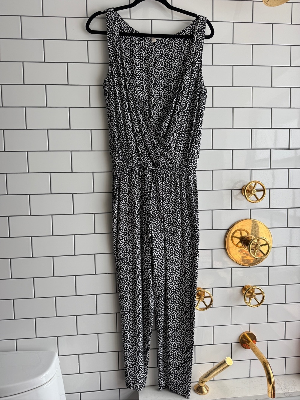Nordstrom Black and White Printed Sleeveless Jumpsuit